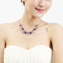 Load image into Gallery viewer, Elegant Rose Necklace with Purple Austrian Element Crystals