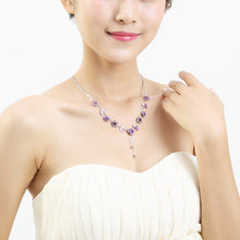 Load image into Gallery viewer, Elegant Rose Necklace with Purple Austrian Element Crystals