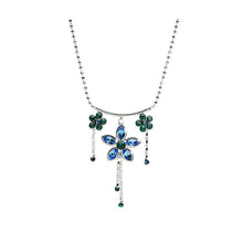 Load image into Gallery viewer, Flower Shape Necklace with Blue and Green Austrian Element Crystals