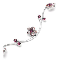 Load image into Gallery viewer, Flower and Wave Bracelet with Purple Austrian Element Crystals