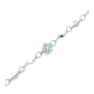 Mini Flower Bracelet with Light Blue Austrian Element Crystals