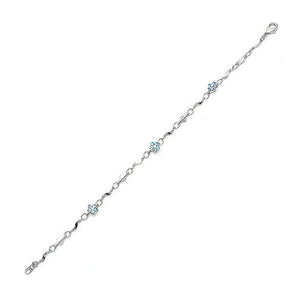 Mini Flower Bracelet with Light Blue Austrian Element Crystals