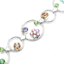 Load image into Gallery viewer, Flower in Circle Bracelet with Multi-colour Austrian Element Crystals