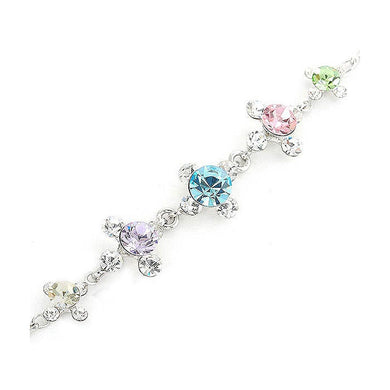Glistening Bracelet with Silver Austrian Element Crystals and Multi Color CZ Beads