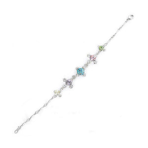 Glistening Bracelet with Silver Austrian Element Crystals and Multi Color CZ Beads