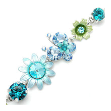 Load image into Gallery viewer, Flower and Butterfly Bracelet with Blue Austrian Element Crystals