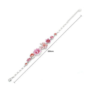 Flower and Butterfly Bracelet with Pink Austrian Element Crystals