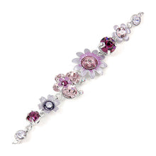 Load image into Gallery viewer, Flower and Butterfly Bracelet with Purple Austrian Element Crystals