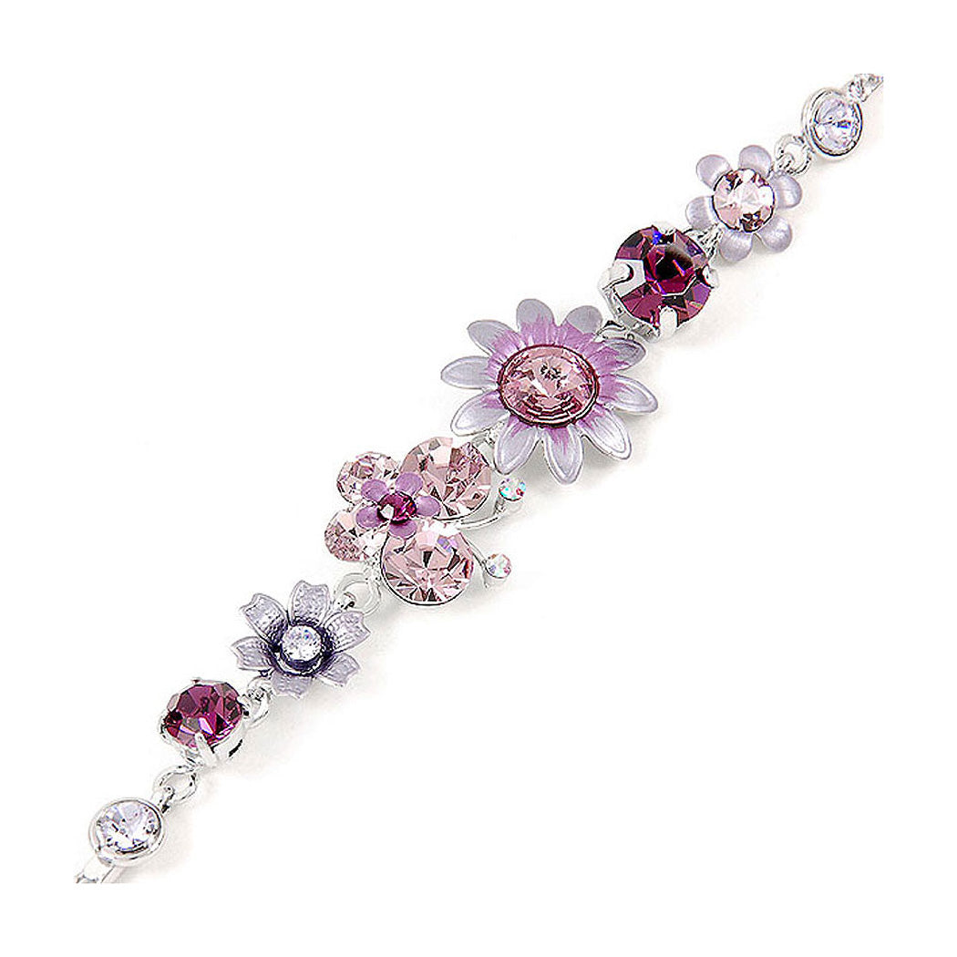 Flower and Butterfly Bracelet with Purple Austrian Element Crystals