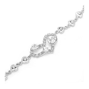Genuine Love Heart Shape Bracelet with Silver Austrian Element Crystals and CZ Beads
