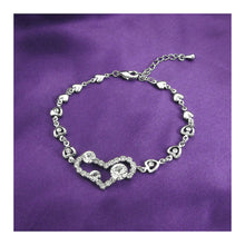 Load image into Gallery viewer, Genuine Love Heart Shape Bracelet with Silver Austrian Element Crystals and CZ Beads