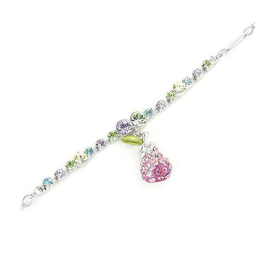 Fancy Bracelet with Pear Charm in Multi Color Austrian Element Crystals