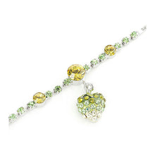 Load image into Gallery viewer, Fancy Bracelet with Strawberry Charm in Green and Yellow Austrian Element Crystals