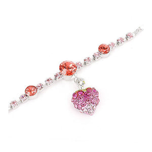 Fancy Bracelet with Strawberry Charm in Pink Austrian Element Crystals