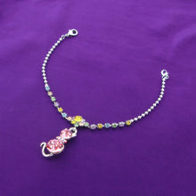 Load image into Gallery viewer, Dazzling Flower Bracelet with Cat Charm and Multi Color Austrian Element Crystals