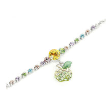 Load image into Gallery viewer, Fancy Bracelet with Green Apple Charm in Multi Color Austrian Element Crystals