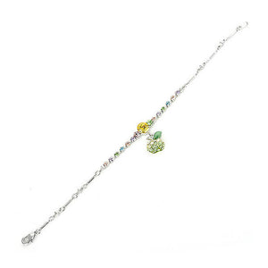 Fancy Bracelet with Green Apple Charm in Multi Color Austrian Element Crystals