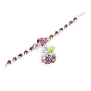 Fancy Bracelet with Purple Apple Charm in Purple Austrian Element Crystals