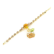 Load image into Gallery viewer, Fancy Bracelet with Golden Apple Charm in Orange and Silver Austrian Element Crystals