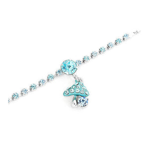Fancy Bracelet with Mushroom Charm in Blue Austrian Element Crystals