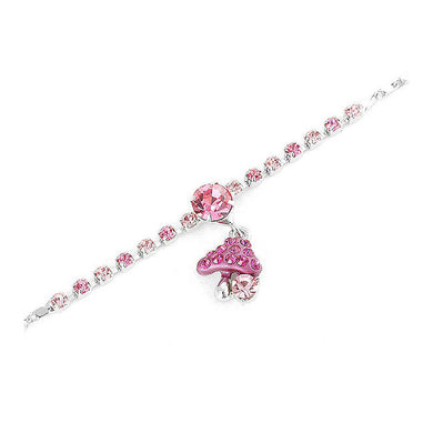 Fancy Bracelet with Mushroom Charm in Pink Austrian Element Crystals