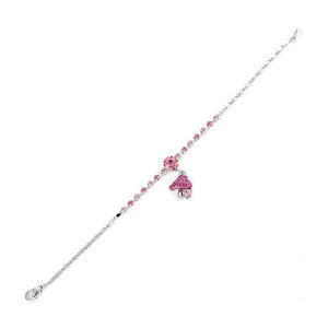 Fancy Bracelet with Mushroom Charm in Pink Austrian Element Crystals