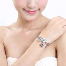 Load image into Gallery viewer, Flower Bracelet with Multi-colour Austrian Element Crystals and Flower Charms