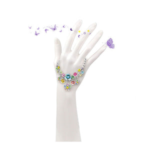 Flower Bracelet with Multi-colour Austrian Element Crystals and Flower Charms