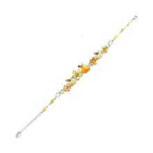 Load image into Gallery viewer, Apple and Flower Bracelet with Yellow and Orange Austrian Element Crystals