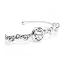 Load image into Gallery viewer, Wired Bangle with Silver Austrian Element Crystals and CZ Beads