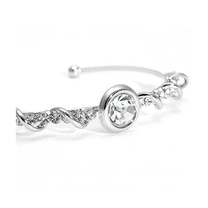 Wired Bangle with Silver Austrian Element Crystals and CZ Beads