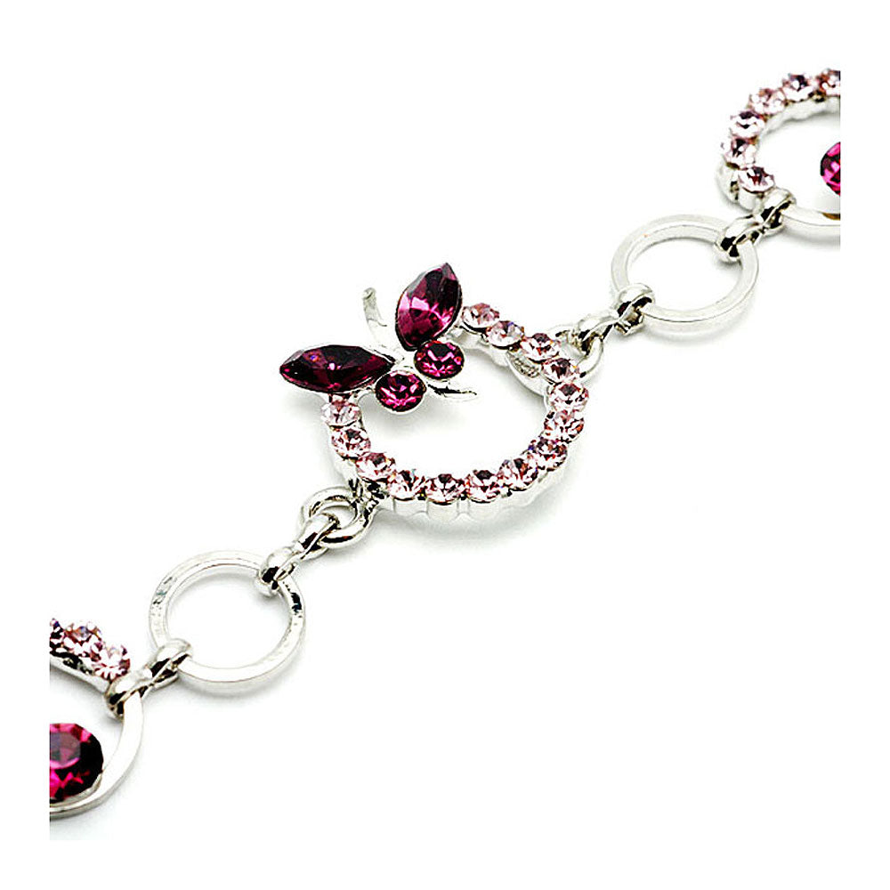 Purple Butterfly Bracelet with Austrian Element Crystals