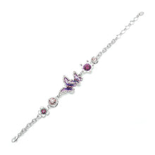 Load image into Gallery viewer, Danicng Butterflies in Flowers Bracelet with Purple CZ and Austrian Element Crystals