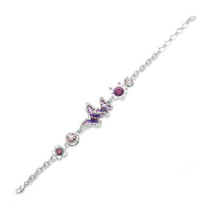 Danicng Butterflies in Flowers Bracelet with Purple CZ and Austrian Element Crystals