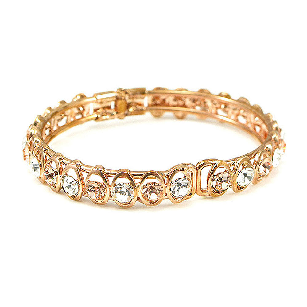 Elegant Bangle with Silver and Gold Austrian Element Crystal