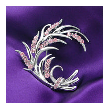 Load image into Gallery viewer, Wheat-like Brooch with Pink Austrian Element Crystals