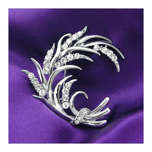 Wheat-like Brooch with Silver Austrian Element Crystals