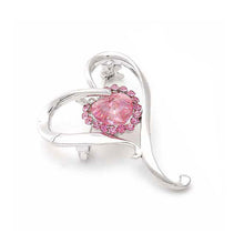Load image into Gallery viewer, Graceful Heart Brooch with Pink Austrian Element Crystals and Crystal Glass