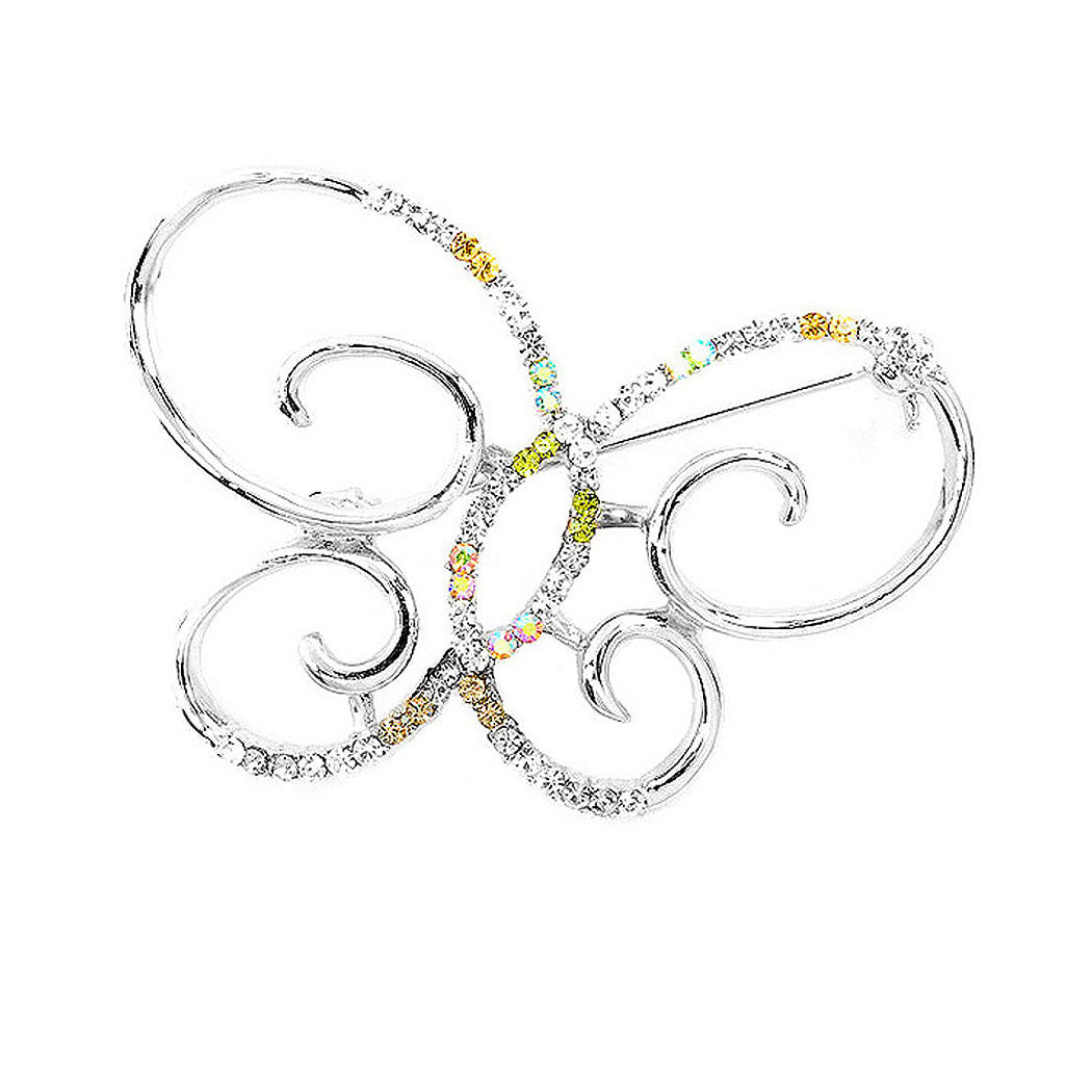 Butterfly Brooch with Multi-color Austrian Element Crystals