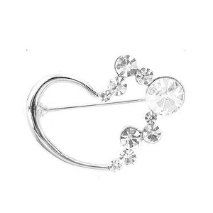 Fashion Love Brooch with Silver Austrian Element Crystals