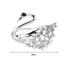 Load image into Gallery viewer, Swan Brooch with Silver Austrian Element Crystals
