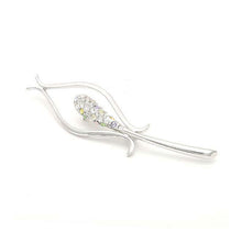 Load image into Gallery viewer, Leaf Brooch with Silver Austrian Element Crystals