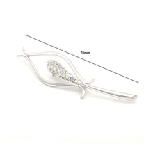 Load image into Gallery viewer, Leaf Brooch with Silver Austrian Element Crystals