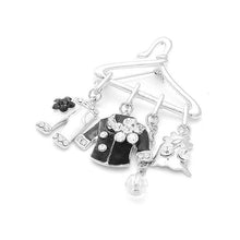 Load image into Gallery viewer, Fancy Clothes Hanger Brooch with Silver Austrian Element Crystals