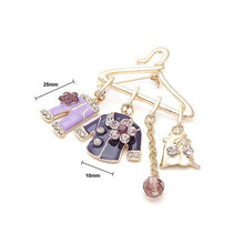 Load image into Gallery viewer, Fancy Clothes Hanger Brooch with Purple Austrian Element Crystals