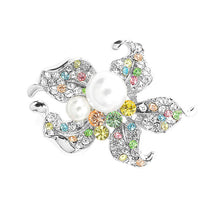 Load image into Gallery viewer, Flower Brooch with Multi-color Austrian Element Crystals and Fashion Pearl