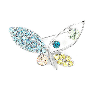Butterfly Brooch with Multi-color Austrian Element Crystals