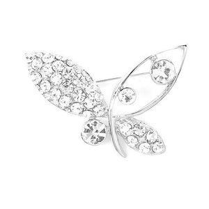 Butterfly Brooch with Silver Austrian Element Crystals