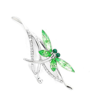 Dragonfly Brooch with Green Austrian Element Crystals
