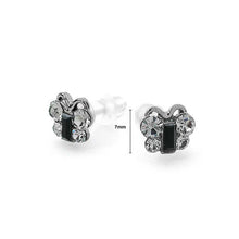Load image into Gallery viewer, Cutie Butterfly Earrings with Dark Grey Austrian Element Crystals and Crystal Glass
